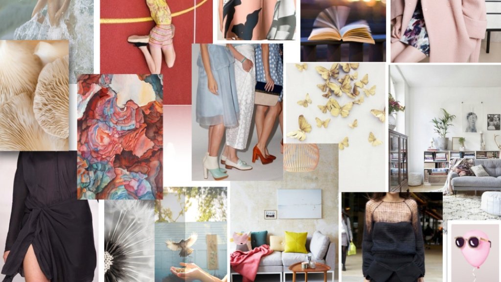 Defining your clobber brand's niche and identity Visual mood board showcasing fashion brand identity elements