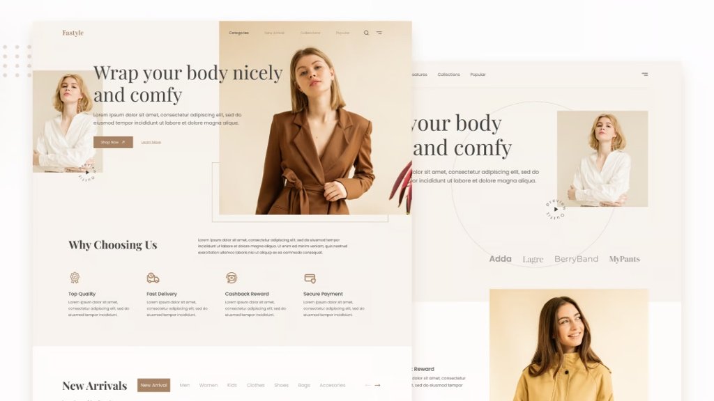 Forging your digital footprint and virtual emporium Contemporary fashion brand website showcased on laptop and phone